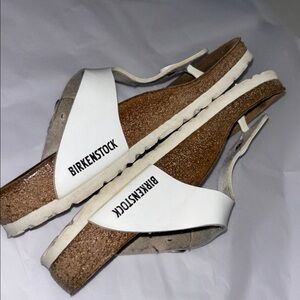 Birkenstock White T-Strap Sandals 37. Gizah
